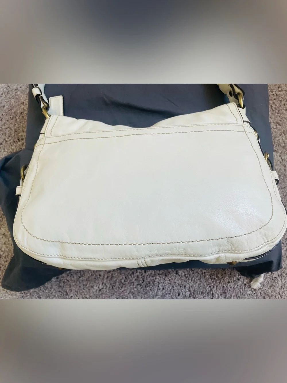 Coach Legacy Garcia Buckle Ivory leather Shoulder Bag (Preowned)